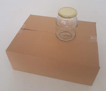 Karton Honiggläser mit Metalldeckel, 40 Gläser, hoch, 1000 g.